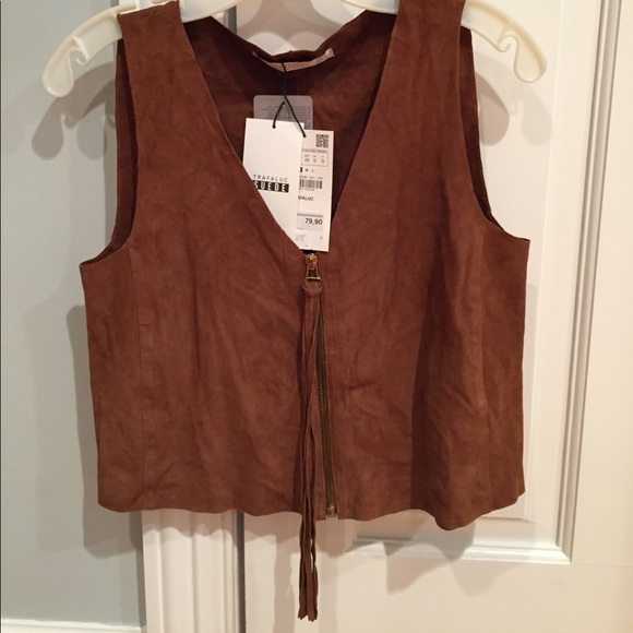 Zara Tops - Zara zip-up suede shirt/vest