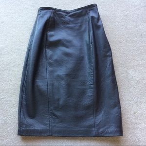 Black leather pencil skirt by Andrew Marc Size 6