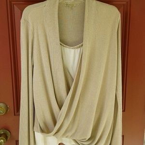 Gold sweater with built in shell