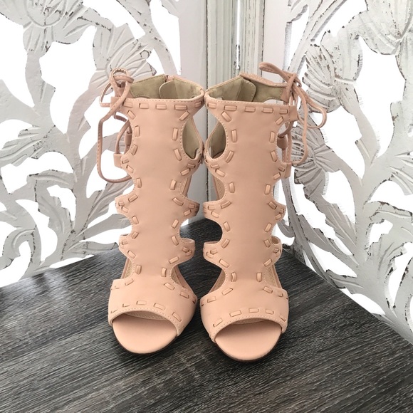 Pink Blush Side Cut Out Heels - Picture 3 of 7