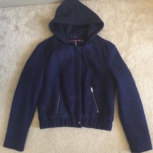 Bomber jacket dark blue with fake leather patches