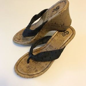 Black eyelet wedges in great condition