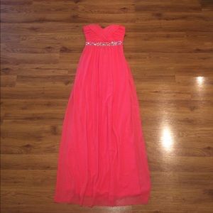 Beautiful Coral Bedazzled Prom Dress