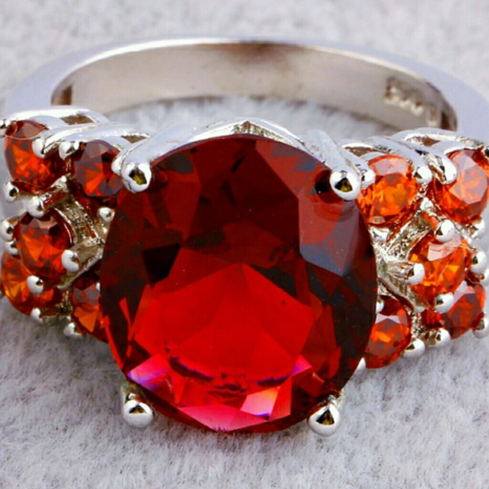 Fabulous 18 Carat Red Sapphire And Sterling Silver