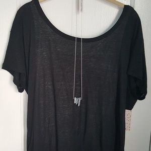 Free People NWT Black M open back t shirt