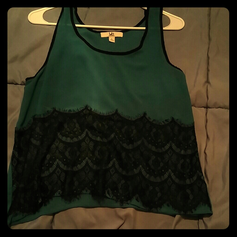 Sheer tank top with lace