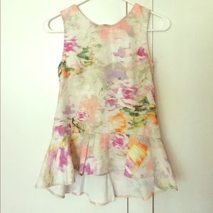 Floral Peplum Sleeveless Top