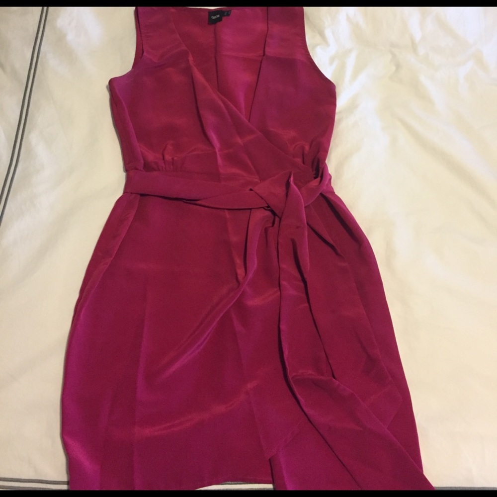 Hot pink ASOS wrap dress