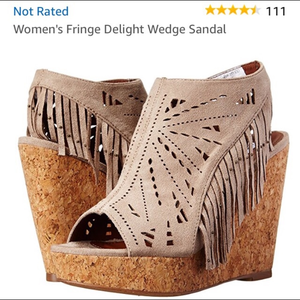 Not Rated Fringe wedge sandals