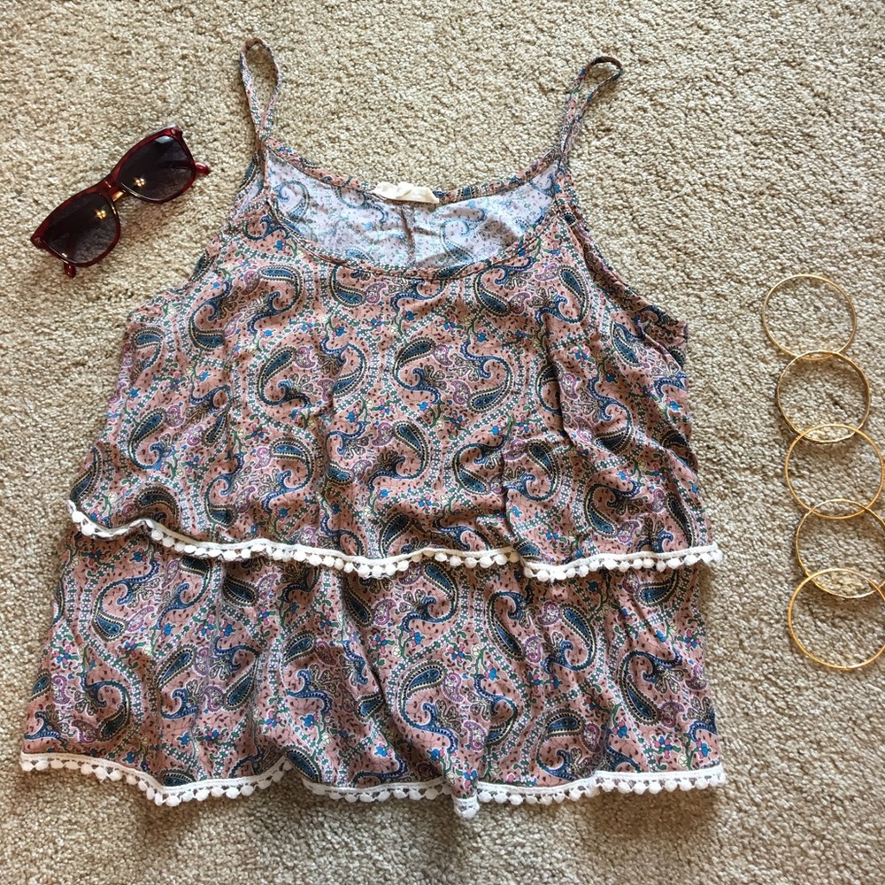 Pink Tank Top with White Trim