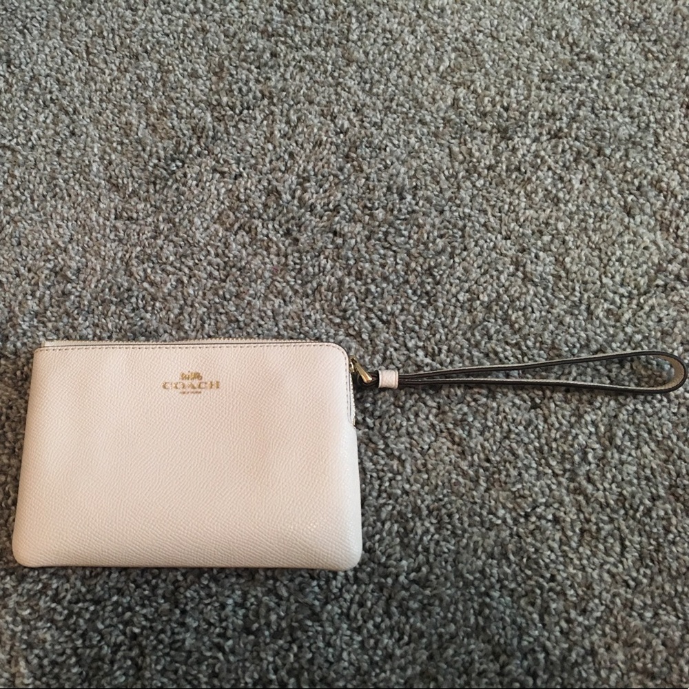 Coach white wristlet