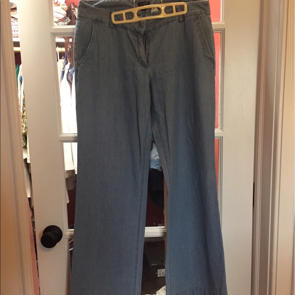 Jcrew city fit chambray pants.