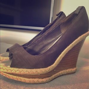 Brown Wedges Peep Toe Sandals