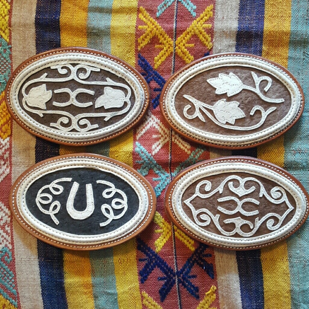 Western Leather Barretts Set of 4