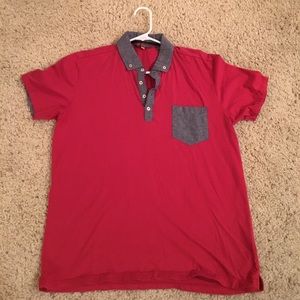 Ben Sherman red polo with cute chambray details