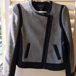 Ann Taylor tweed Moto jacket with diagonal zipper