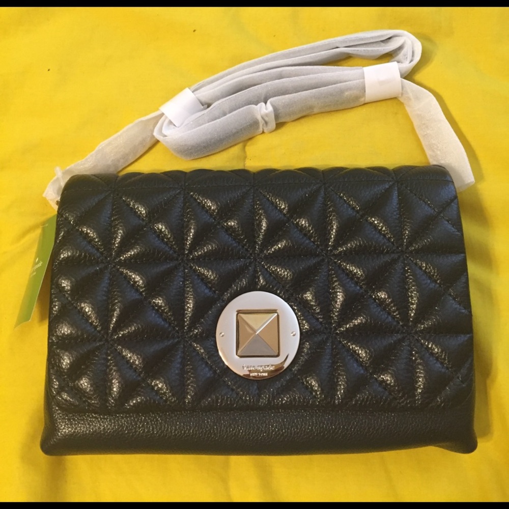 BRAND NEW KATE SPADE BLACK QUILTED CROSSBODY PURSE - Picture 1 of 4