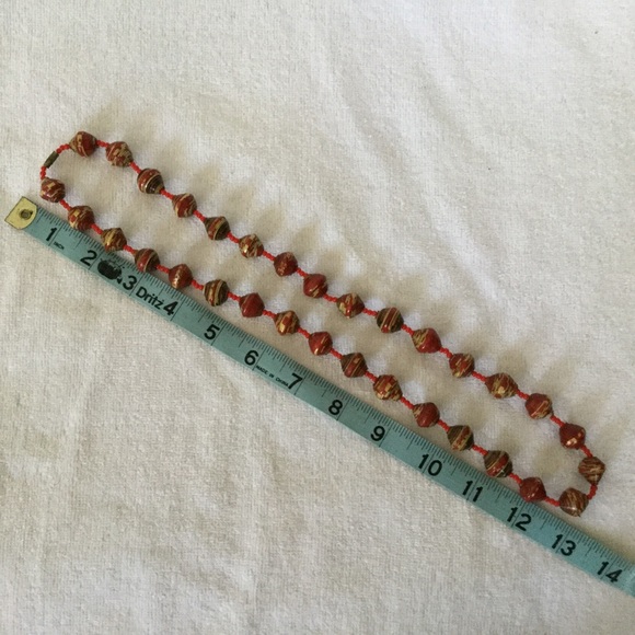 Gorgeous crackle red/gold wood bead necklace! - Picture 3 of 7