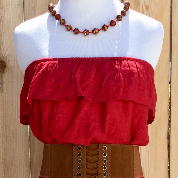 Gorgeous crackle red/gold wood bead necklace! - Picture 7 of 7