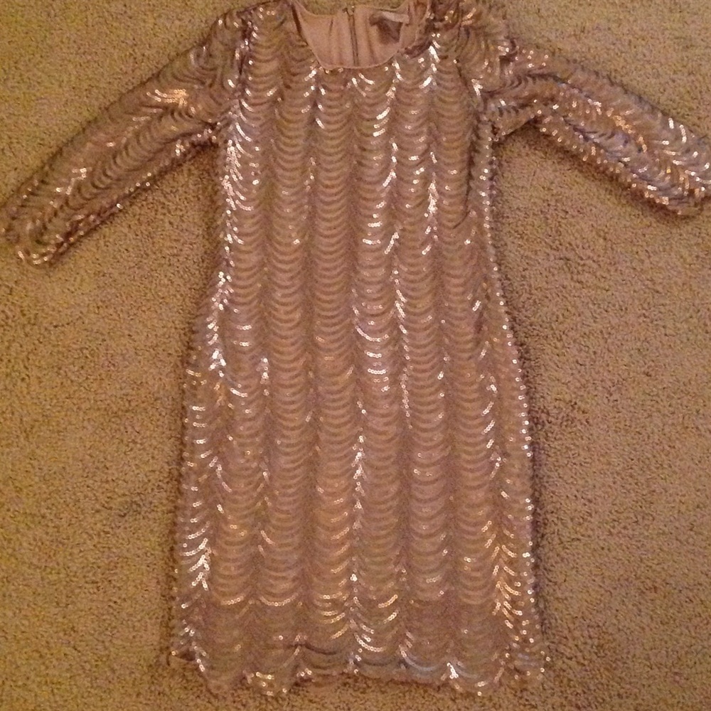 Gold Scallop Sequin 1920s Dress with Sleeves