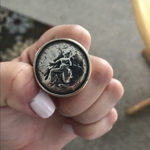 Large silver 926 Coin Stamp ring