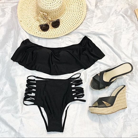 NEW Ruffle Top Off Shoulder High Waisted Bikini 👙 - Picture 3 of 4