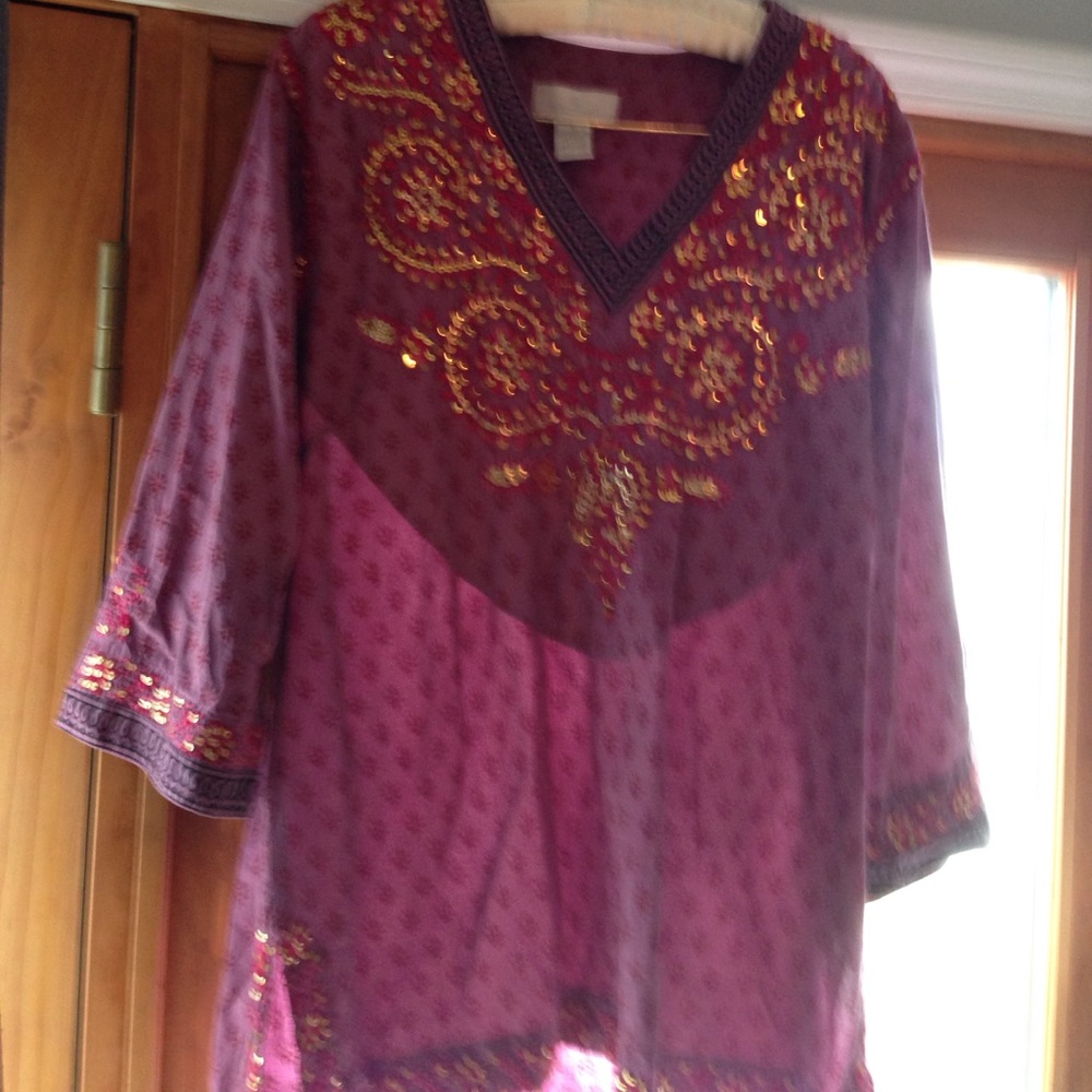 Purple with gold beading tunic