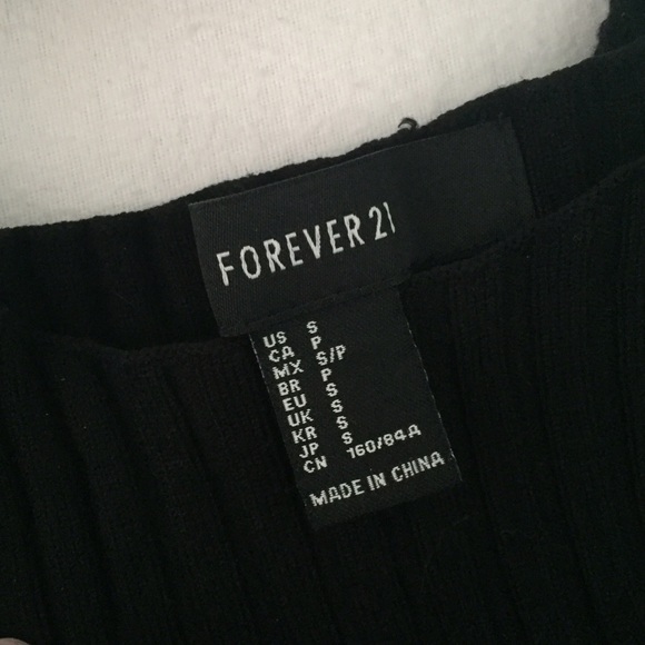 Long sleeve black knit open shoulder top - Picture 3 of 3