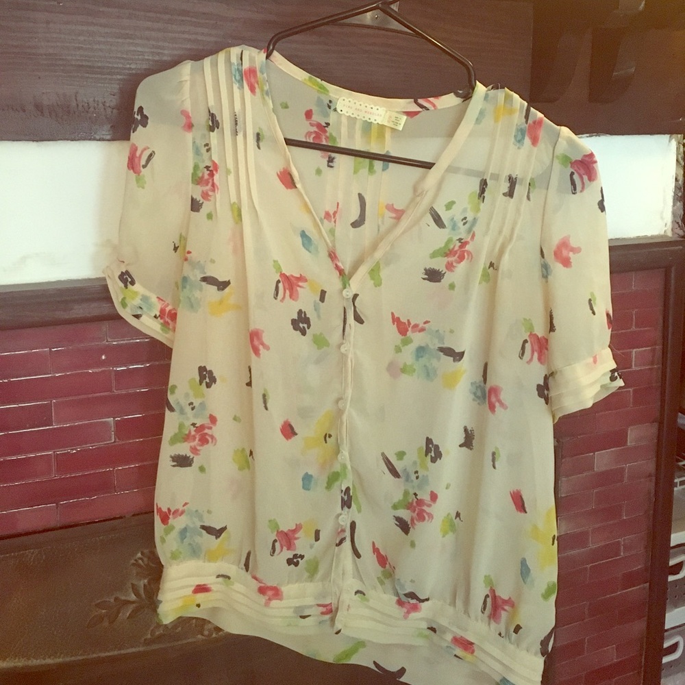 Pins and Needles floral sheer blouse size small