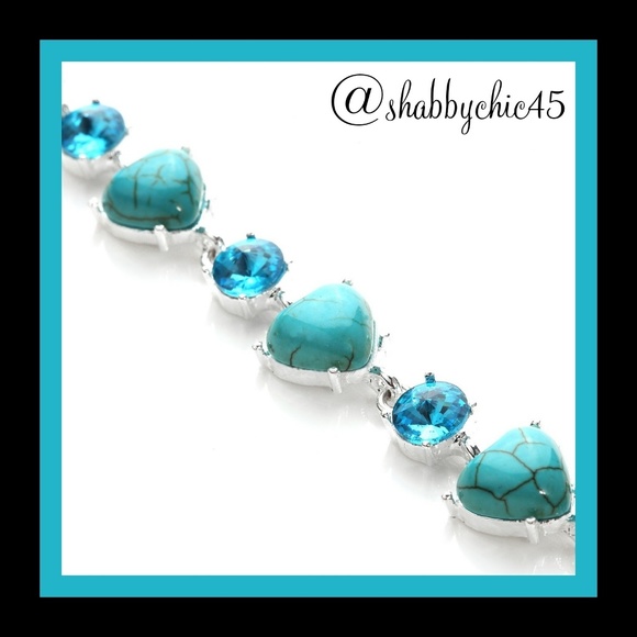 Boutique Jewelry - SUPER SALE! Turquoise Heart Tennis Bracelet Boutique Jewelry - SUPER SALE! Turquoise Heart Tennis Bracelet