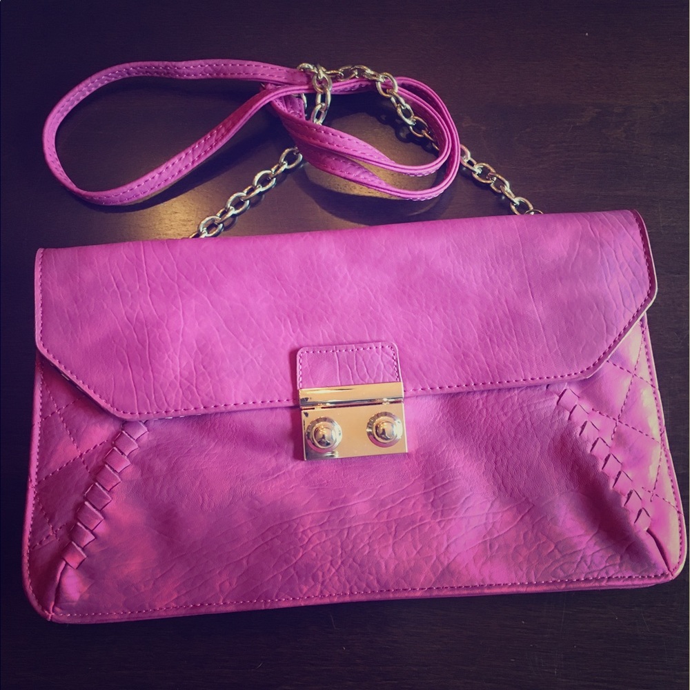 Charming Charlie bright pink crossbody and clutch