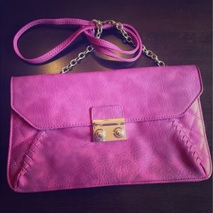 Charming Charlie bright pink crossbody and clutch