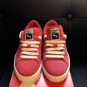 Red suede puma