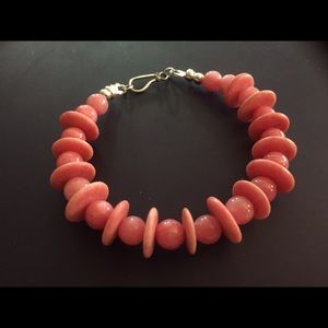 OOAK Rhodochrosite and pink Limestone bracelet