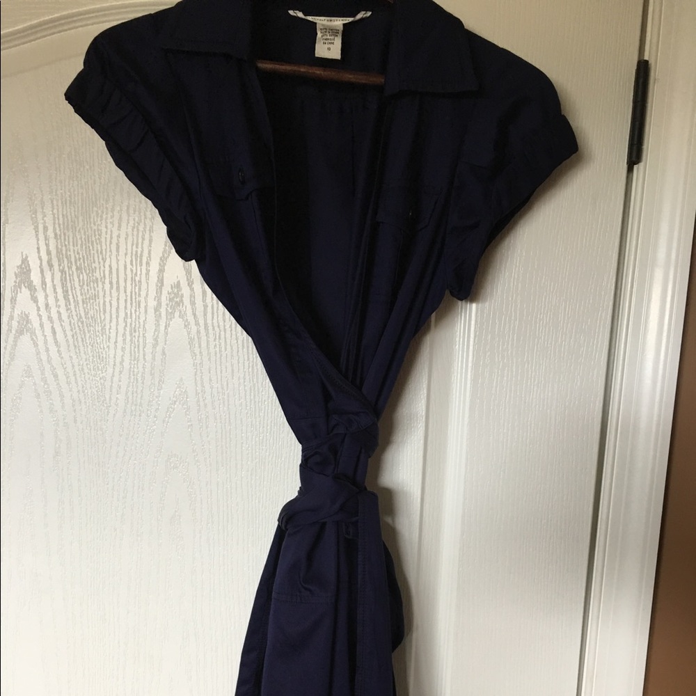 DVF navy cotton wrap dress