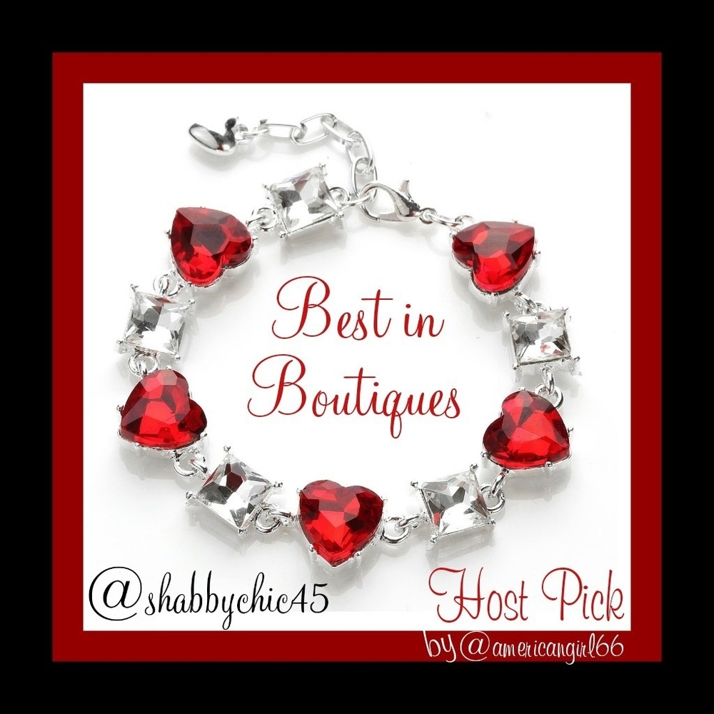 *HP* Red Crystal Heart Tennis Bracelet