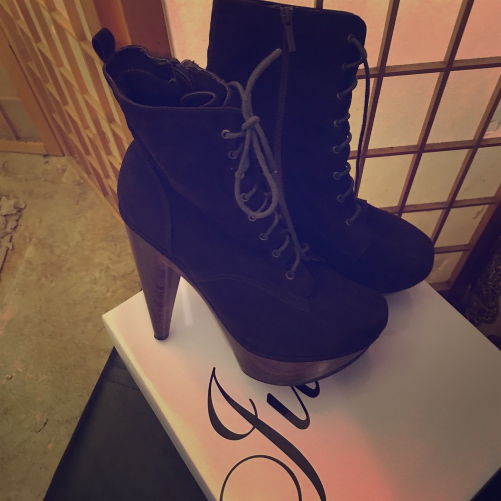 Brown Platform Booties - image 1