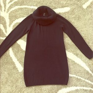 Long Navy Cowl Neck Sweater