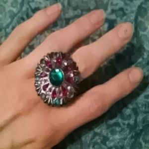 Pink and Green Ring with an elastic band