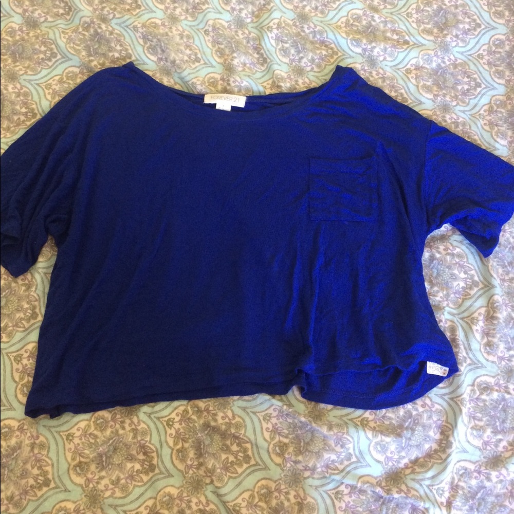 Forever 21 blue crop top size Large