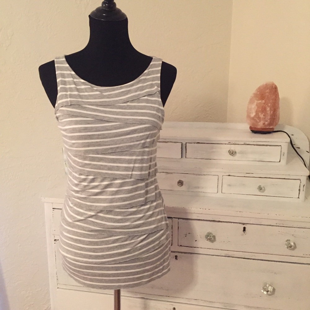 Gray and White Layered Tank Top