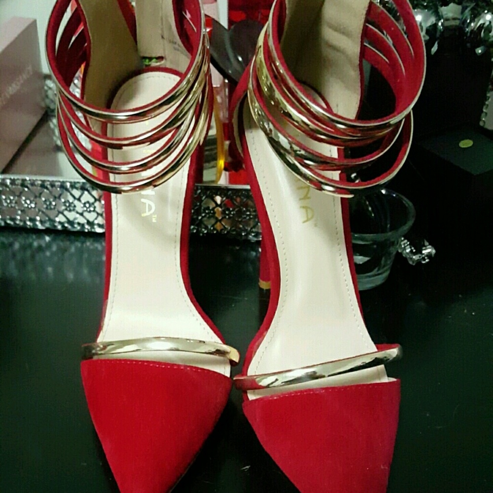 Red and gold heels