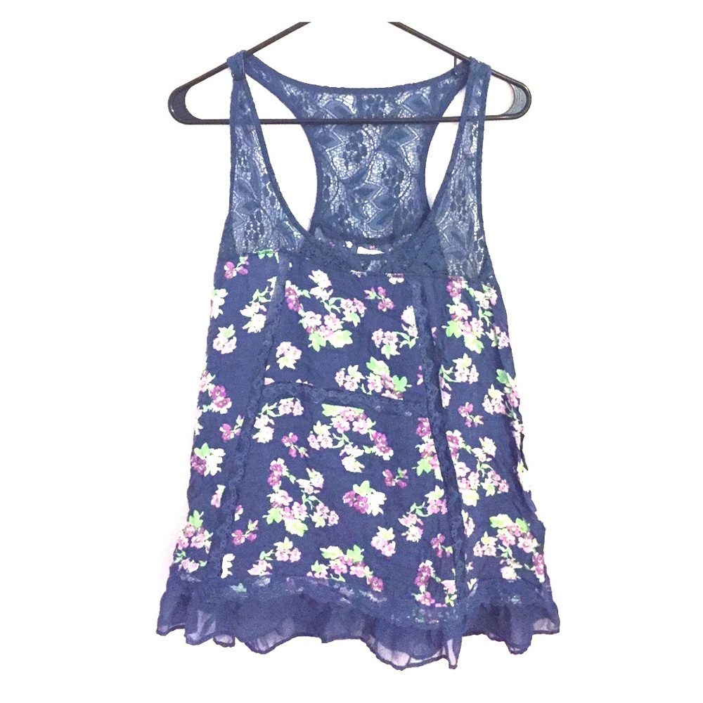 floral navy blue tank