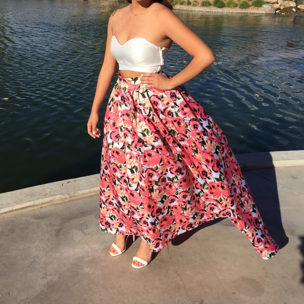B Darlin Two Piece Floral Prom Dress