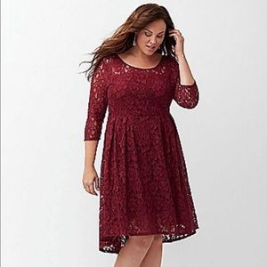 Lane Bryant Burgundy Lace Dress