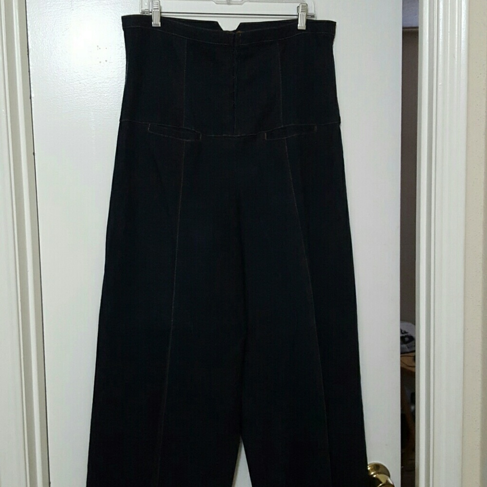 High waist palazzo denim pants