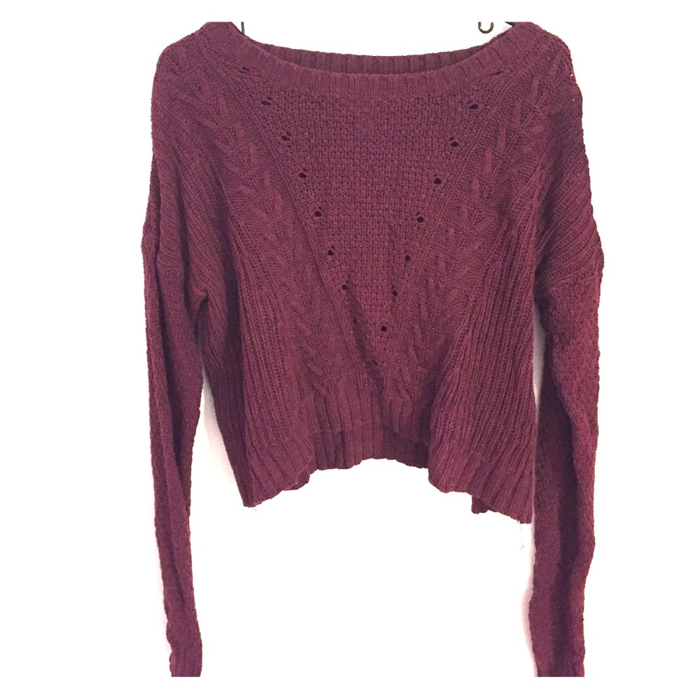 knit maroon cropped sweater