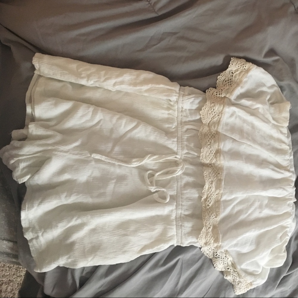 White strapless romper