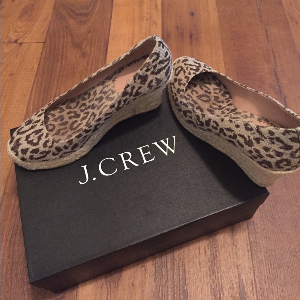 J Crew Leopard Wedges