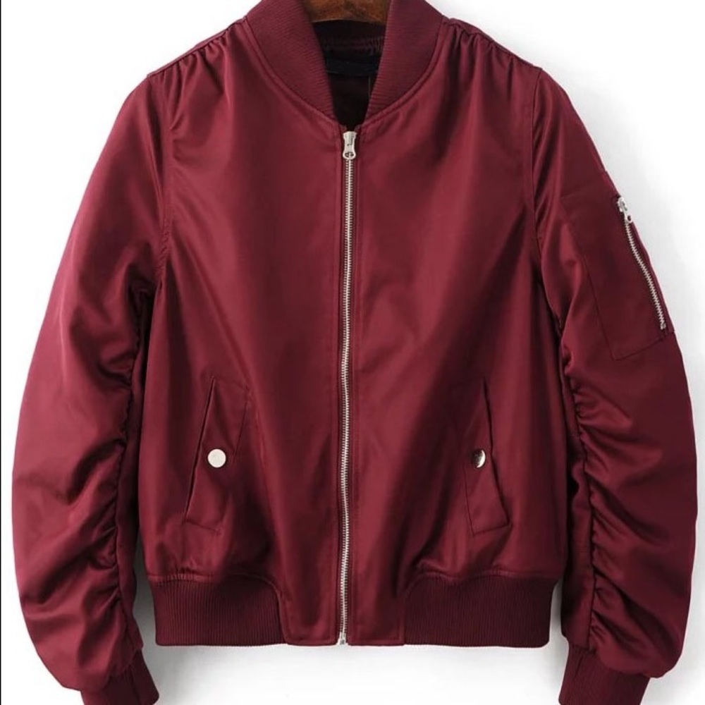 Burgundy bomber jacket
